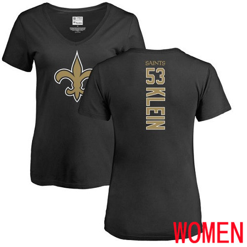 New Orleans Saints Black Women A J  Klein Backer Slim Fit NFL Football #53 T Shirt